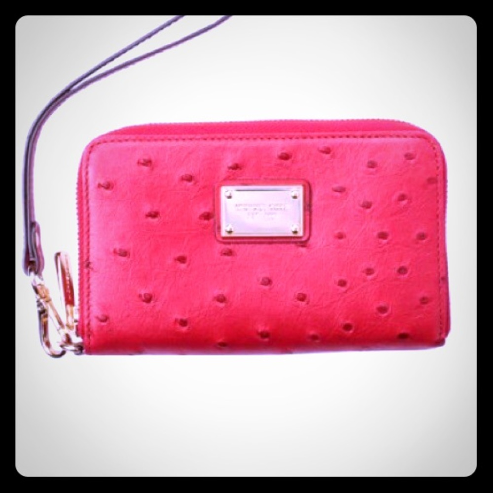 Michael Kors Ostrich Wristlet, Red